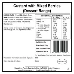 Expedition Foods Custard With Mixed Berries (450kcal) -Camp Haven custard with mixed berries dessert range v7 label