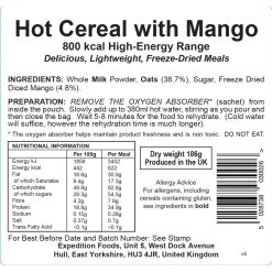 Expedition Foods Hot Cereal With Mango (800kcal) -Camp Haven hot cereal with mango 800kcal