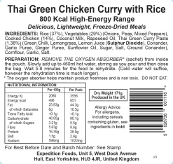Expedition Foods Thai Green Chicken Curry With Rice (800kcal) -Camp Haven thai green chicken curry with rice 800kcal